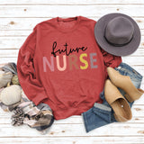 Women's Tops Future Nurse Letter Print Casual Sweatshirt