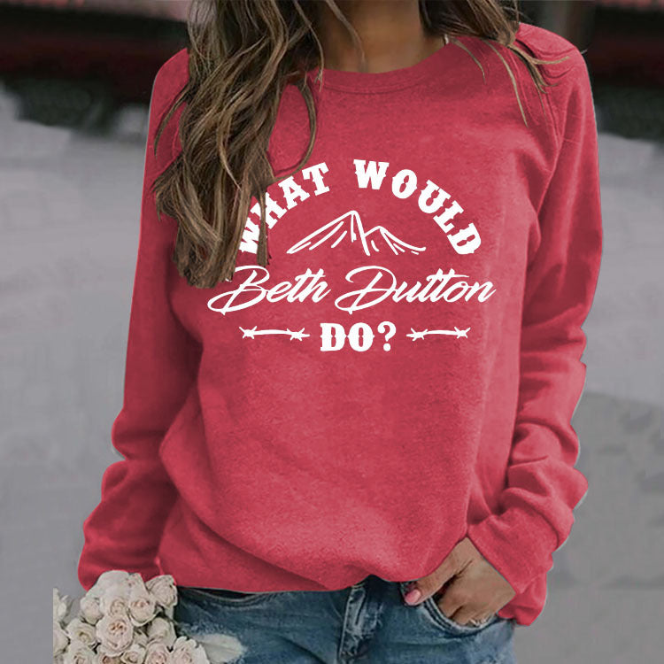 What Would Beth Duttonwish Autumn and Winter Long-sleeved Letter Casual Sweater