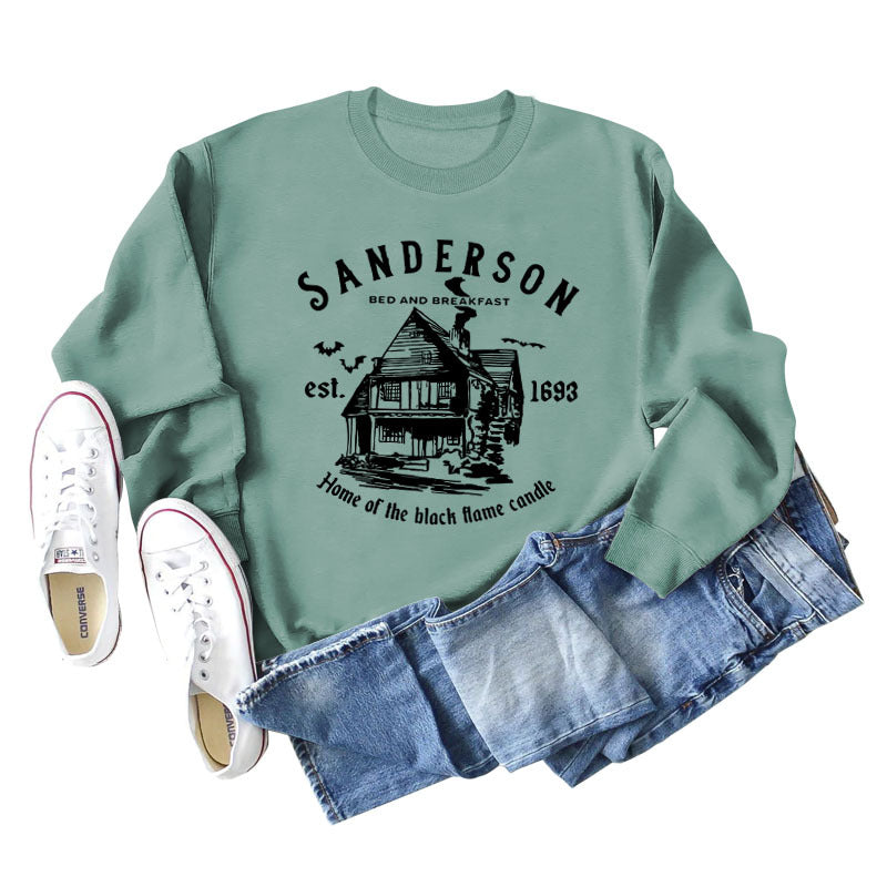 SANDERSON BED Letters Round Neck Bottoming Long-sleeved Women's Sweatshirt