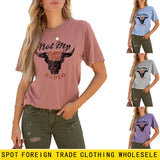 Not My Rodeo Vintage Fun Pattern Women's Short Sleeve Crewneck Top T-Shirt