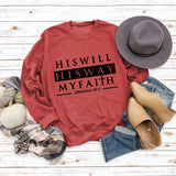 HISWILL Letters Round Neck Women Long-sleeved Loose Printed Sweatshirt