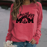 Large Long Sleeve Wrestling Mom Letter Fashion Round Neck Sweater