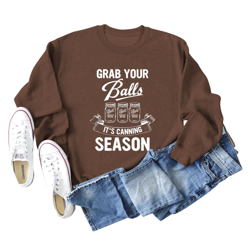 GRAB YOUR BALLS ITS Letters Loose Plus Size Long-sleeved Sweater Women