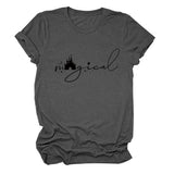 Magical Simple Pattern Casual Woman Crewneck Short Sleeve Top
