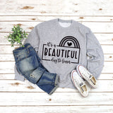 Letters Round Neck Top T-shirt It's A BEAUTIFUL Printed Sweatshirt