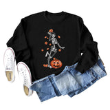Skull Print Autumn and Winter Bottomed Round Neck Loose Long Sleeve Women's Large Sweater