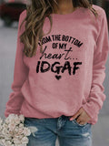 From The Bottom Letters Round Neck Women's Tops Long-sleeved Printed Loose Sweatshirt