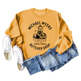 Michael Myers Autumn and Winter Bottoming Round Neck Letter Printing Long Sleeve Loose Sweater