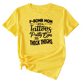 F-Bomb Mom Women's Letter Print Information Short Sleeve Top Women T-shirt