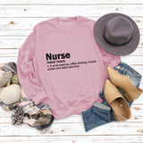 Nurse Noun A Scrub Fashion Round Neck Loose Large Long Sleeve Sweater
