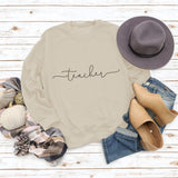 Teacher Letter Loose Bottom Casual Long-sleeved Plus-size Sweatshirt