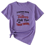 Large Women's Wear F-bomb Mom with Tattos Short-sleeved T-shirt