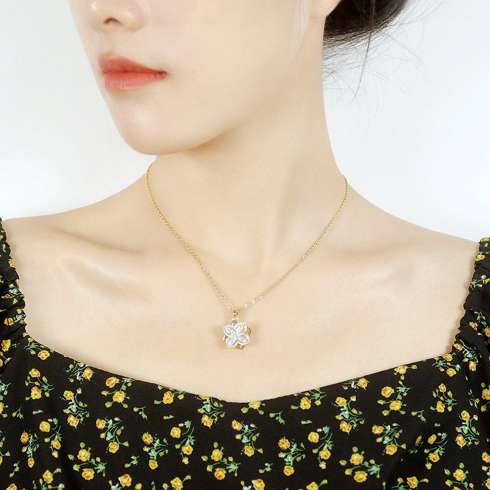 NEHZUS Hip-hop Collarbone Chain Fashion Minimalist Trendy New Flower Zirconia Necklace