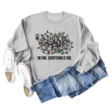 I'M FINE EVERYTHING Letters Round Neck Light Band Long-sleeved Sweater Women