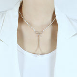 Girl's Heart Bow Necklace with Pearl Pendant Choker Necklace