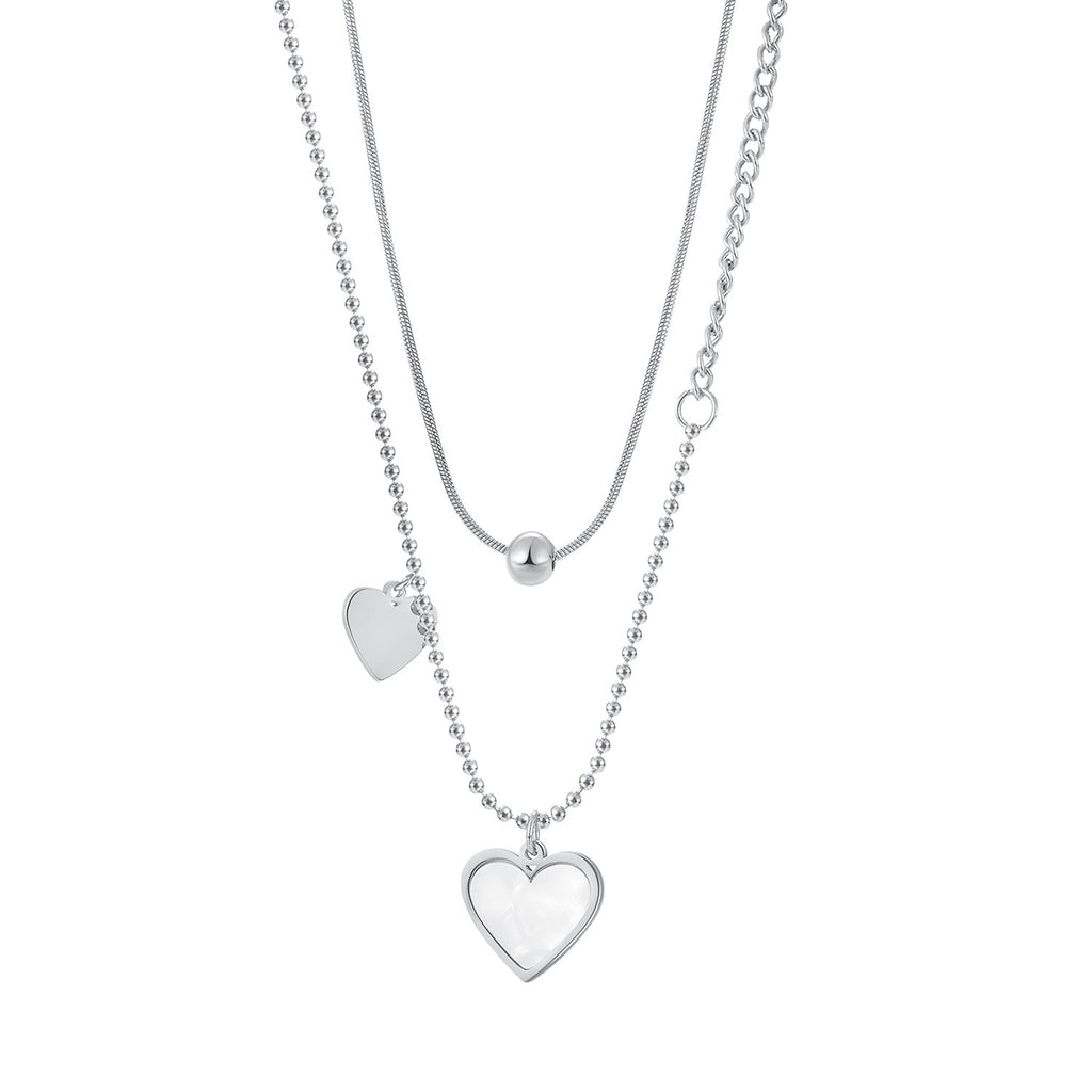 New Chilled Out Style Peach Heart Patchwork Niche Design Double Layer Collarbone Chain