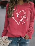 Autumn and Winter Womens Top Letter Gigi Heart Print Long-sleeved Sweatshirt