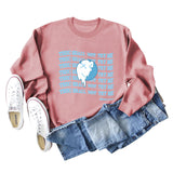 THOU SHALL NOT Letters, Round Neck, Loose Long Sleeves, Large Size Sweatshirt Woman