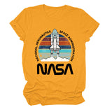 NATIONAL AERONAUTICS Summer New Letter Rocket Printing Short Sleeve T-shirt Female