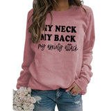 MY NECK MY BACK Fashion Round Neck Large Size Women Long-sleeved Printed Sweater