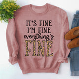 Round Neck Loose Letter Print Sweatshirt IT'S Fine I'M Fine Women