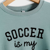 SOCCER IS MY FAVORITE Letters Round Neck Long-sleeved Sweater for Women