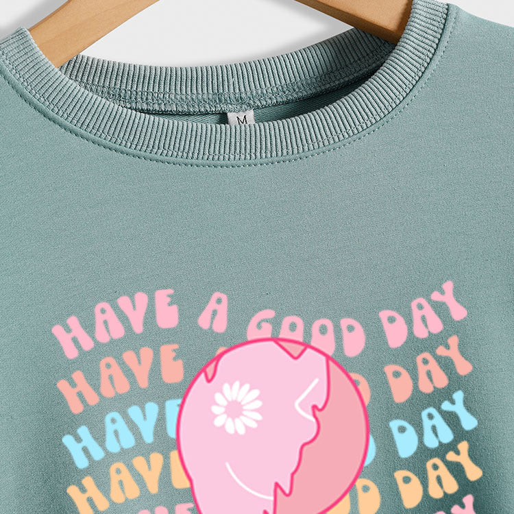 HAVE A GOOD DAY Letters Round Neck Print Bottoming Long-sleeved Sweater Women