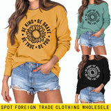 BE KIND BE BRAVE Letters Sunflower Print Long-sleeved Sweatshirt