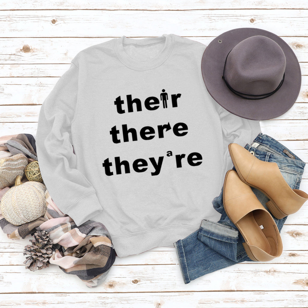 Ther There They're Letters Fashion Bottoming Sweatshirt Round Neck Long Sleeve