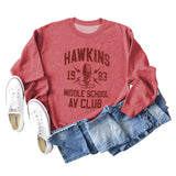 HAWKINS 1983 MIDDLE LOOSE WOMEN'S LONG SLEEVE OVERSIZE SWEATSHIRT