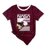NASA Alphabet Fashion Ladies Loose Printed Short Sleeve T-Shirt