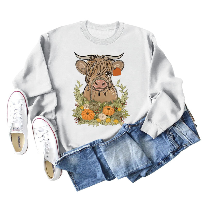 Calf Pumpkin Halloween Round Neck Loose Long-sleeved Large Size Sweater