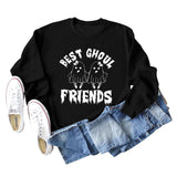 BEST GHOUL FRIENDS WOMEN'S MONOGRAM PRINT BOTTOMED CREWNECK SWEATSHIRT