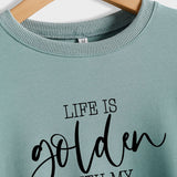 LIFE IS Golden Letter Print Sweatshirt