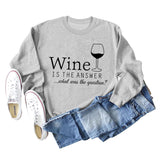Spot Wine Is The Answer Letter Women's Long-sleeved Plus-size Sweatshirt