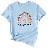 Be kind Funny Graphic Print Women's Summer Casual Loose Short Sleeve T-Shirt