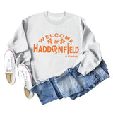 WELCOME HADDONFIELD Letter Ladies Long Sleeve Shirt Round Neck Sweater