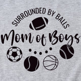 Surrounded By Balls Mom Basketball Pattern Round Neck Short Sleeve T-shirt