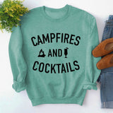 Autumn and winter new women's campfires and cocktails letter printed sweater