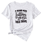 F-Bomb Mom Women's Letter Print Information Short Sleeve Top Women T-shirt