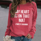 MY HEART IS Printed Letters Long Sleeve Casual Fashion Women Sweatshirt