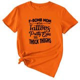 F-Bomb Mom Women's Letter Print Information Short Sleeve Top Women T-shirt