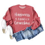 Happiness Is Being Women's Round Neck Long Sleeve Shirt Large Size Sweater