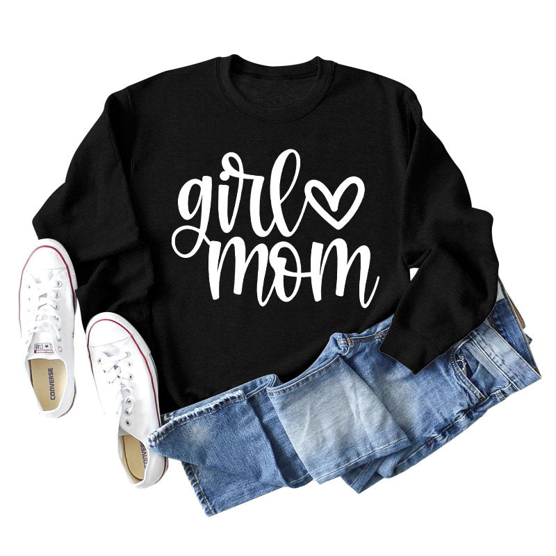 Girmom Love Letter Printing Fashion Loose Bottoming Long Sleeve Plus Size Sweater