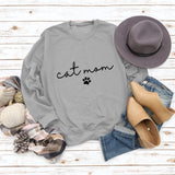 Cat Mom Dog Print Round Neck Loose Letters Fashion Women's Long-sleeved Sweatshirt