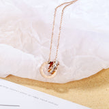 Sweetheart Style Collarbone Chain for Women Fashion with Zirconia Roman Numerals Double Ring