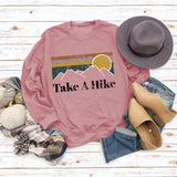 Round Neck Letter Women's T-shirt Take A Hike Print Loose Short-sleeved