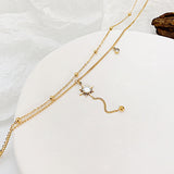 NEHZUS Jewelry Sunflower Necklace for Women Multi-layered Titanium Steel Necklaces Collarbone Lock