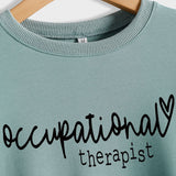 Occupational Therapist Round Neck Letter Heart Sweater Loose Long Sleeve Female