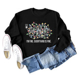 I'M FINE EVERYTHING Letters Round Neck Light Band Long-sleeved Sweater Women